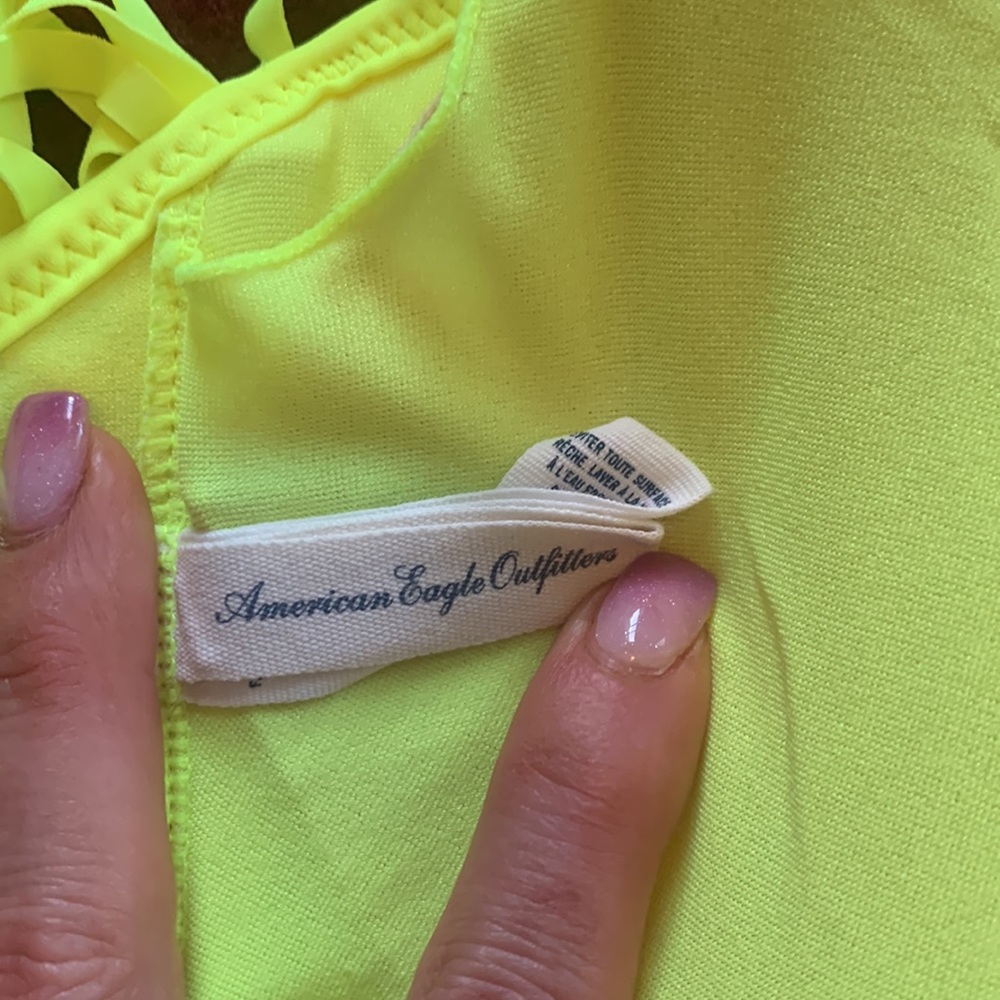 AE Neon Yellow Boho Fringe Convertible 2 Piece Swimsuit - Picture 8 of 14